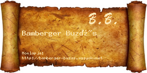 Bamberger Buzás névjegykártya